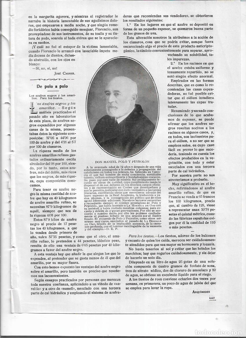 Colecionismo: A&Ntilde;O 1918 RECORTE PRENSA DON MANUEL POLO Y PEYROLON ESCRITOR NOTICIA DE SU MUERTE
