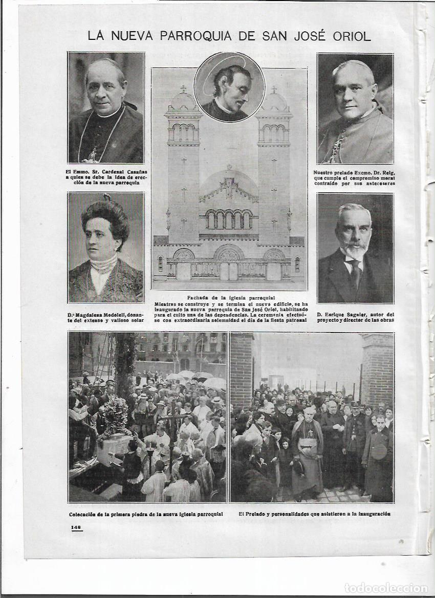 Colecionismo: A&Ntilde;O 1918 RECORTE PRENSA PARROQUIA IGLESIA SAN JOSE SANT JOSEP ORIOL BARCELONA INAUGURACION