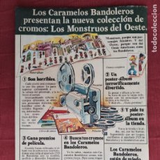 Coleccionismo: HOJA PUBLICITARIA ANUNCIO DE CARAMELOS BANDOLEROS.