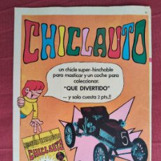 Coleccionismo: HOJA PUBLICITARIA ANUNCIO DE CHICLE SUPER INCHABLE - CHICLAUTO.