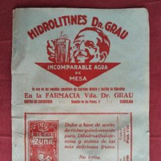 Coleccionismo: HOJA PUBLICITARIA ANUNCIO DE HIDROLITINES DR. GRAU - 1933.