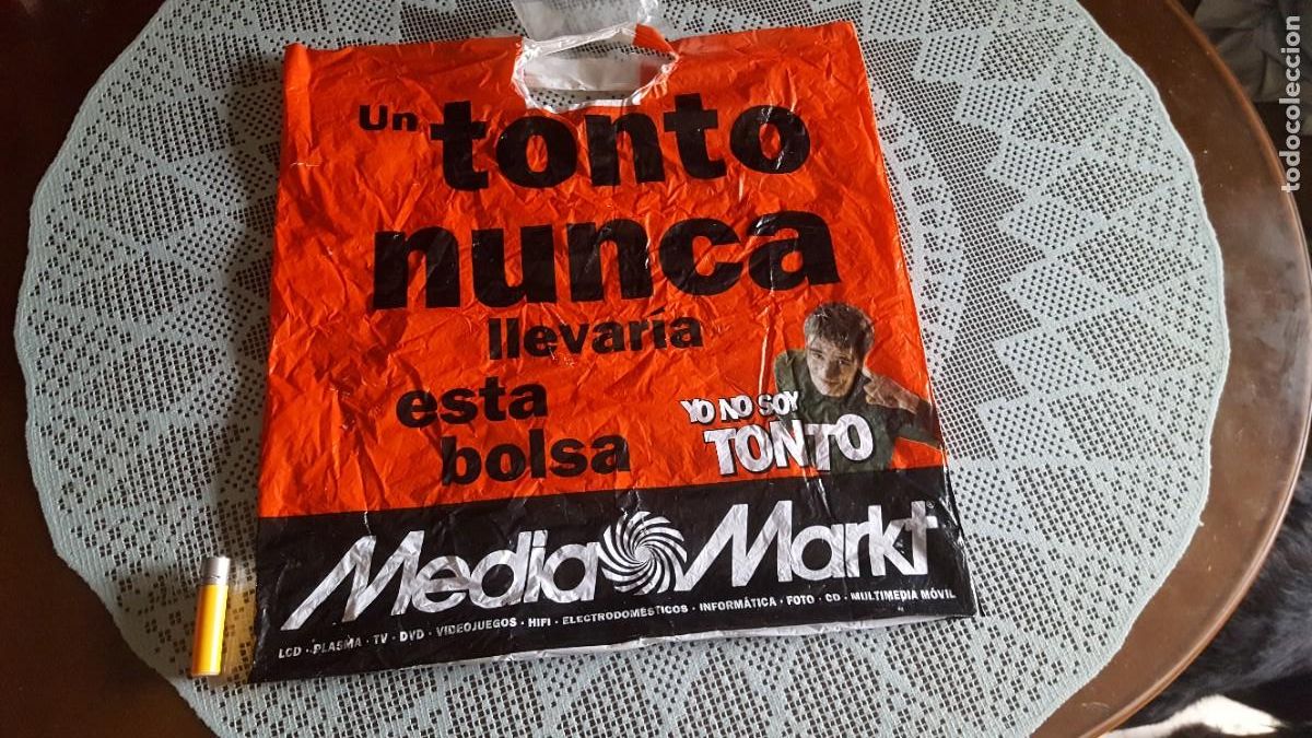 Coleccionismo: Bolsa de pl&aacute;stico grande Media Markt. Campa&ntilde;a Yo no soy tonto