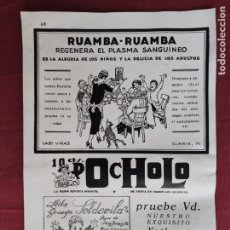 Coleccionismo: HOJA PUBLICITARIA ANUNCIO DE RUAMBA - 1933.