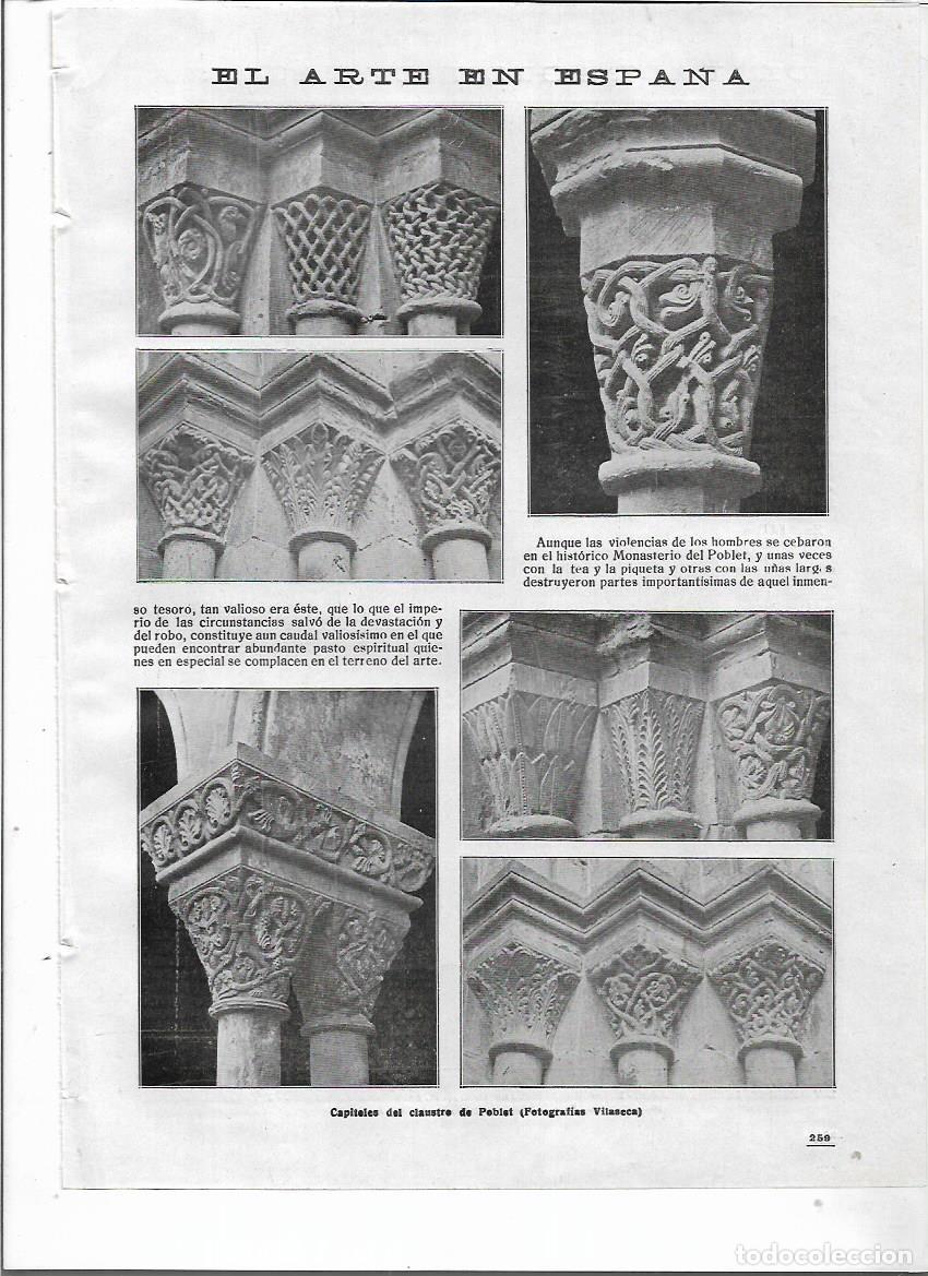 Collezionismo: A&Ntilde;O 1918 RECORTE PRENSA ARTE CAPITELLS CAPITELES DEL CLAUSTRO MONASTERIO DE POBLET FOTO VILASECA