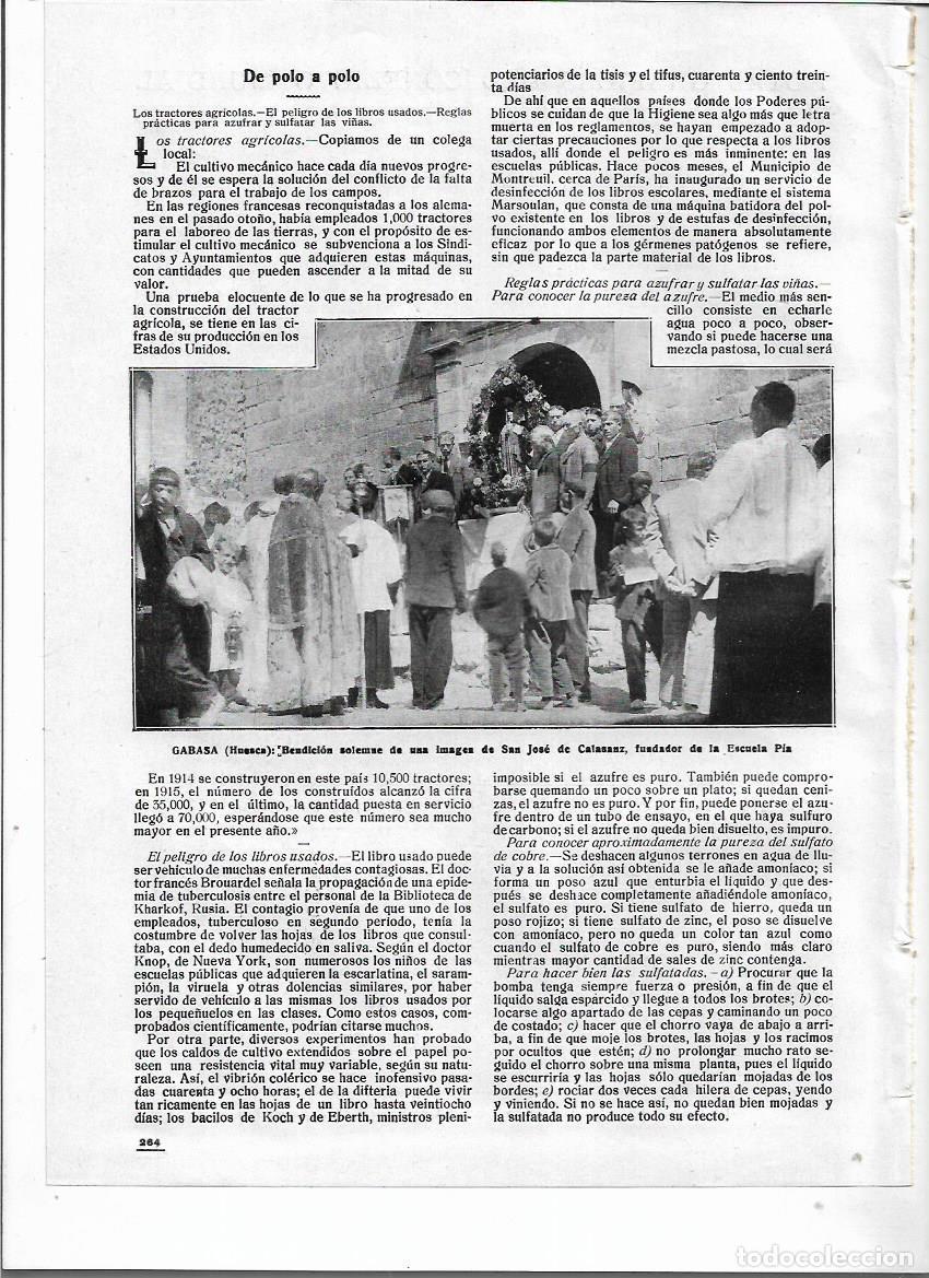 Collezionismo: A&Ntilde;O 1918 RECORTE PRENSA GABASA HUESCA BENDICION IMAGEN DE SAN JOSE DE CALASANZ
