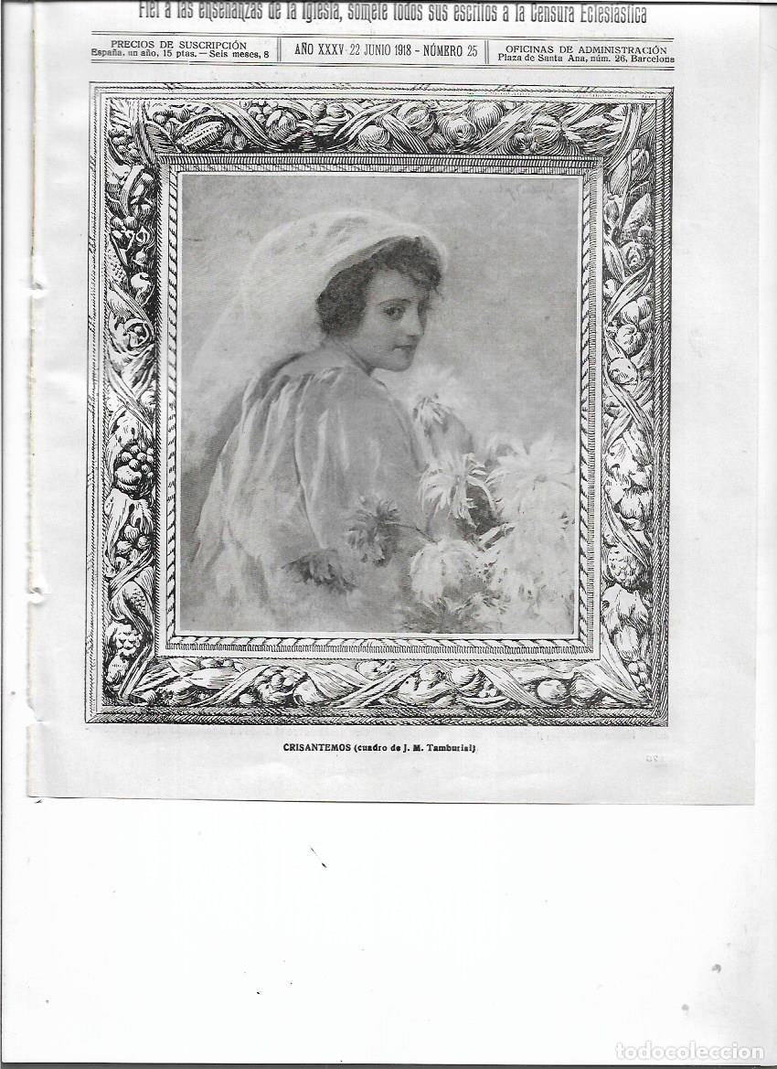 Collezionismo: A&Ntilde;O 1918 RECORTE PRENSA REPRODUCCION DEL CUADRO CRISANTEMOS DE JOSE MARIA TAMBURINI