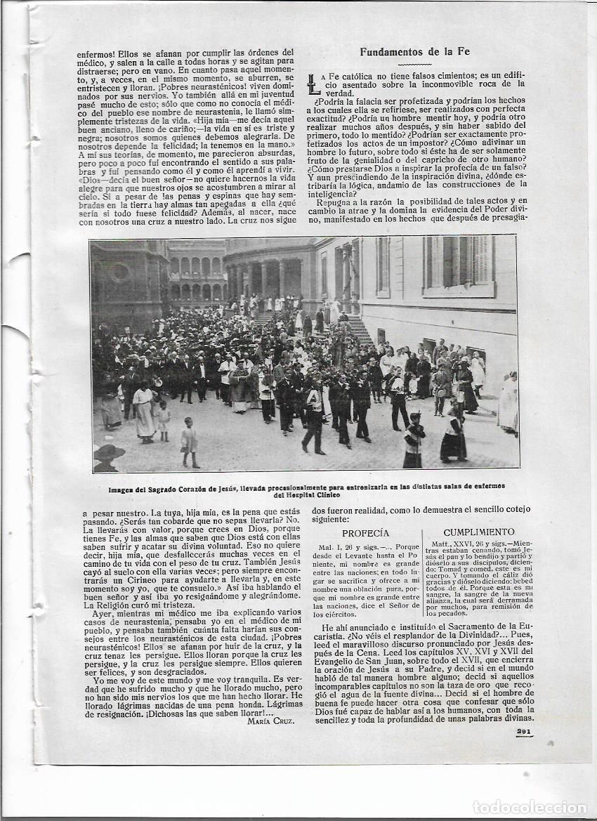 Coleccionismo: A&Ntilde;O 1918 RECORTE PRENSA PROCESION IMAGEN SAGRADO CORAZON JESUS HOSPITAL CLINICO COMUNION ENFERMOS