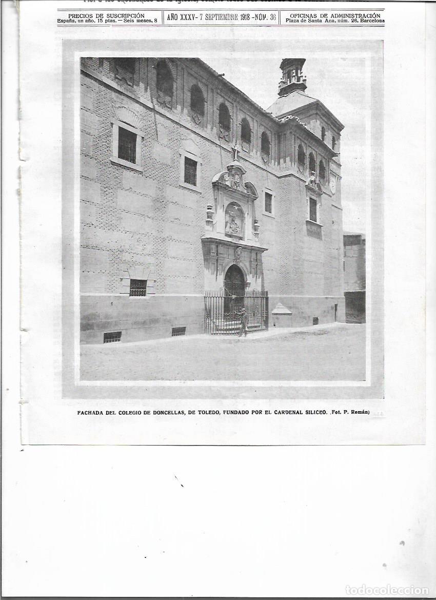 Colecionismo: A&Ntilde;O 1918 RECORTE PRENSA TOLEDO FACHADA COLEGIO DE DONCELLAS FUNDADO POR CARDENAL SILICEO
