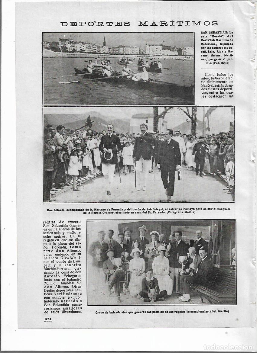 Coleccionismo: A&Ntilde;O 1918 RECORTE PRENSA ZUMAYA REY ALFONSO MARQUES FORONDA BARON SATRUSTEGUI BANQUETE REGATA CRUCERO