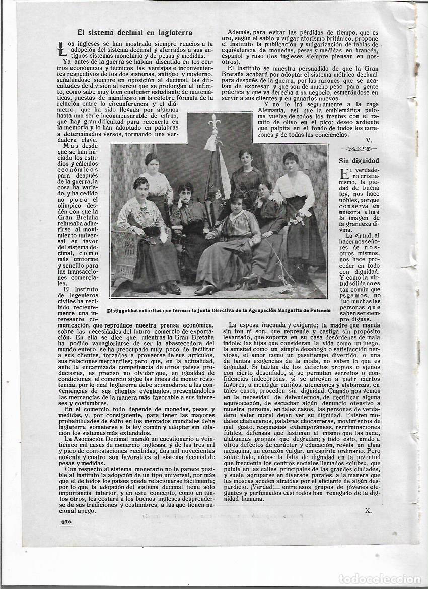 Colecionismo: 1918 RECORTE PRENSA SE&Ntilde;ORITAS QUE FORMAN LA JUNTA DIRECTIVA DE LA AGRUPACION MARGARITA DE PALENCIA