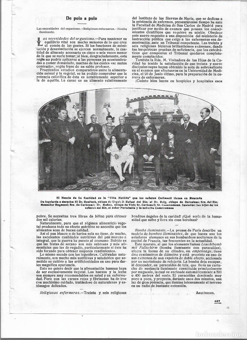 Colecionismo: A&Ntilde;O 1918 RECORTE PRENSA VISITA DEL NUNCIO DE SU SANTIDAD A VILLA MATILDE MONTCADA SE&Ntilde;ORES CARBONELL