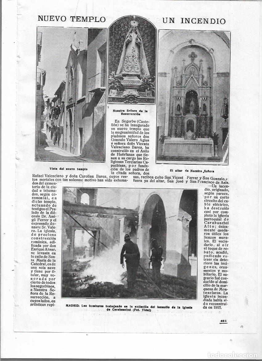Collecting paper: A&Ntilde;O 1918 RECORTE PRENSA SEGORBE CASTELLON INAUGURACION NUEVA IGLESIA VIRGEN DE LA RESURRECCION