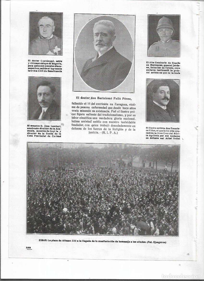 Colecionismo: A&Ntilde;O 1918 RECORTE PRENSA EIBAR PLAZA DE ALFONSO XIII MANIFESTACION HOMENAJE A LOS ALIADOS GUERRA