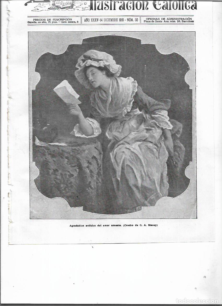 Sammelleidenschaft Papier: A&Ntilde;O 1918 RECORTE PRENSA PINTURA REPRODUCCION CUADRO NOTICIAS DEL AMOR AUSENTE STEREY