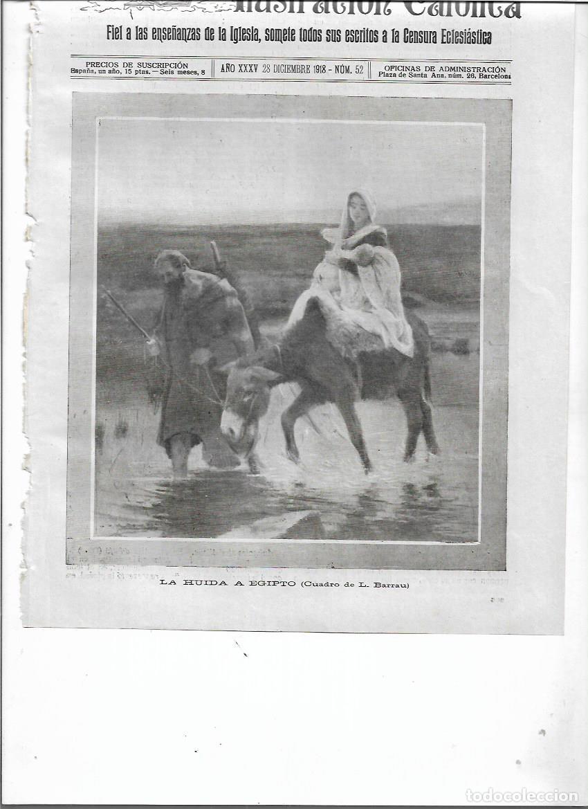 Sammelleidenschaft Papier: A&Ntilde;O 1918 RECORTE PRENSA PINTURA REPRODUCCION CUADRO LA HUIDA A EGIPTO POR BARRAU