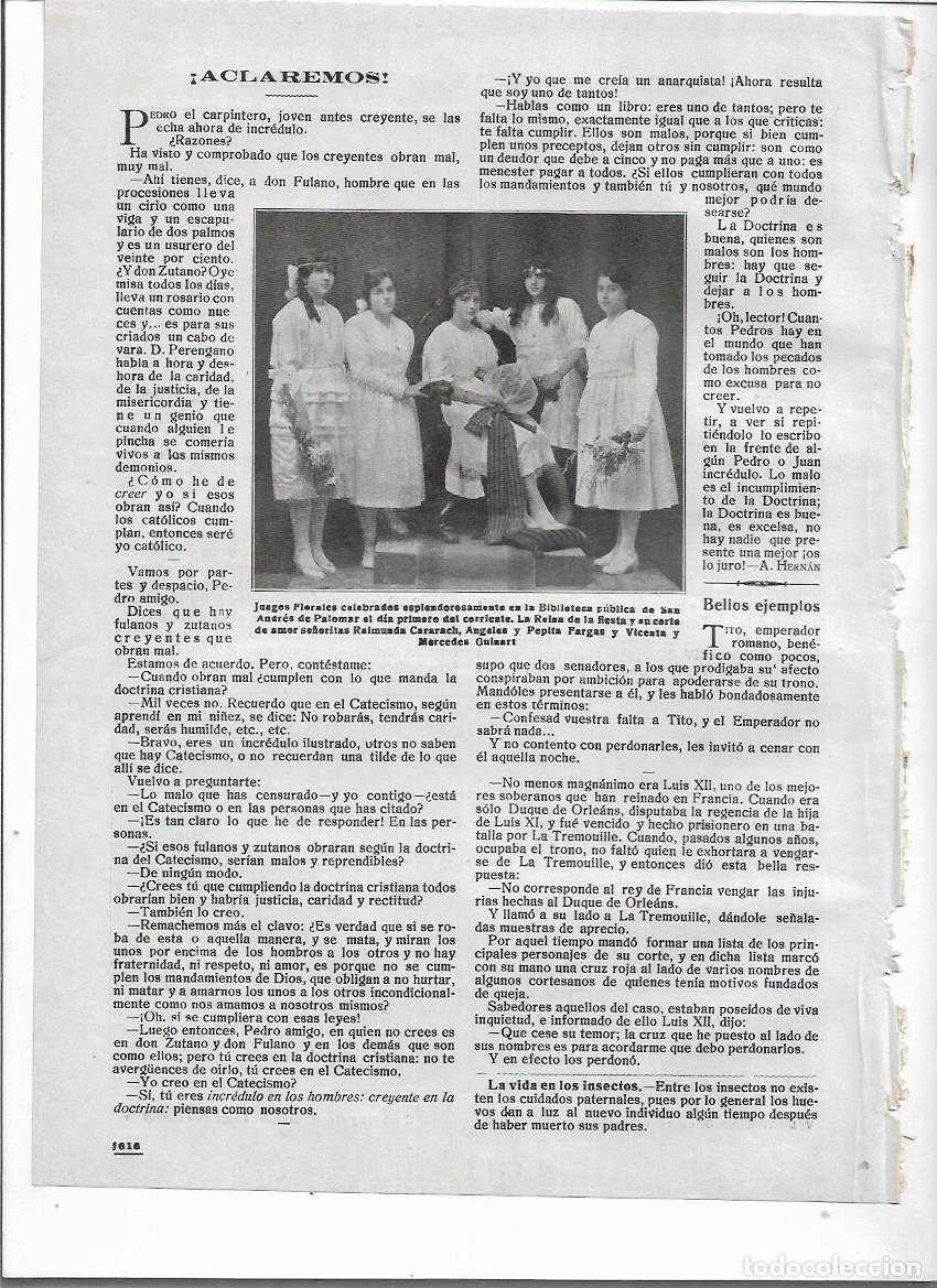 Sammelleidenschaft Papier: A&Ntilde;O 1918 RECORTE PRENSA SAN ANDRES PALOMAR JUEGOS FLORALES BIBLIOTECA RAIMUNDA CARARAC PEPITA FARGAS