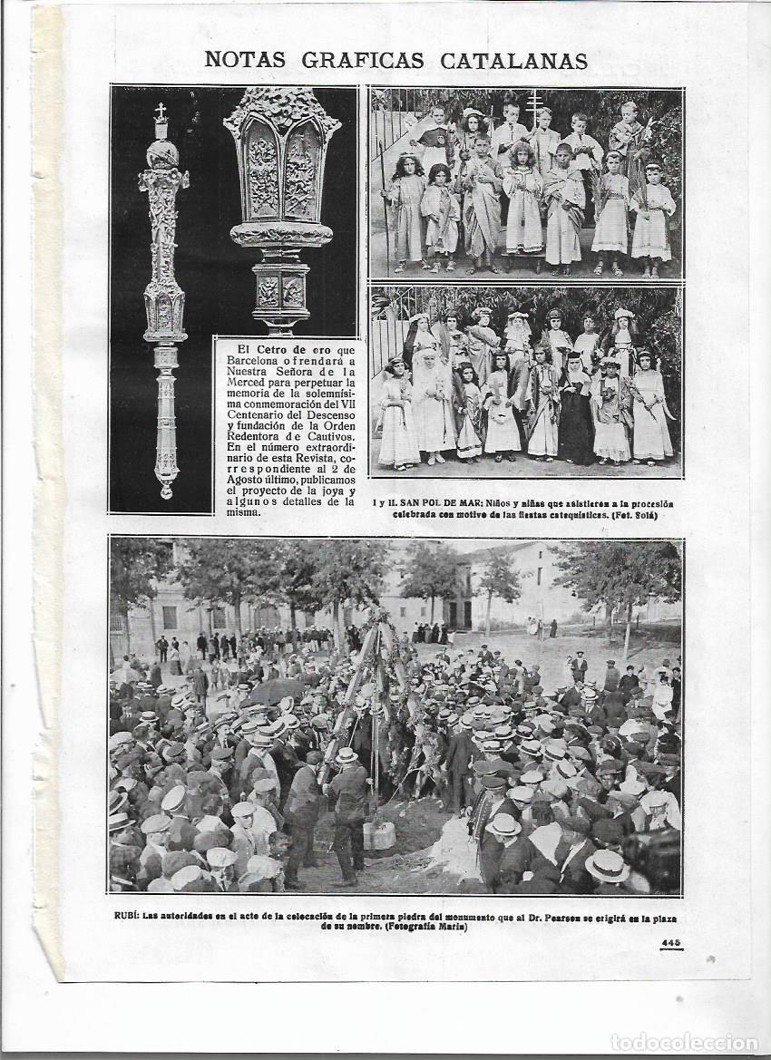 Sammelleidenschaft Papier: A&Ntilde;O 1918 RECORTE PRENSA RUBI COLOCACION PRIMERA PIEDRA MONUMENTO AL DR PEARSON PLAZA