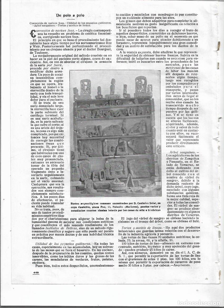 Sammelleidenschaft Papier: A&Ntilde;O 1918 RECORTE PRENSA FELANTIX MALLORCA RESTOS ARQUEOLOGICOS ROMANOS EN LA CASA CASIMIRO SOLER