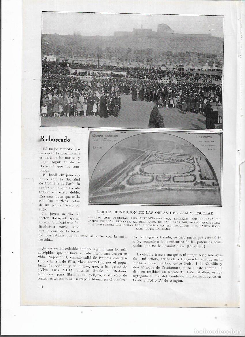 Sammelleidenschaft Papier: A&Ntilde;O 1924 RECORTE PRENSA LLEIDA LERIDA BENDICION DE LAS OBRAS DEL CAMPO ESCOLAR TERRENOS PROYECTO