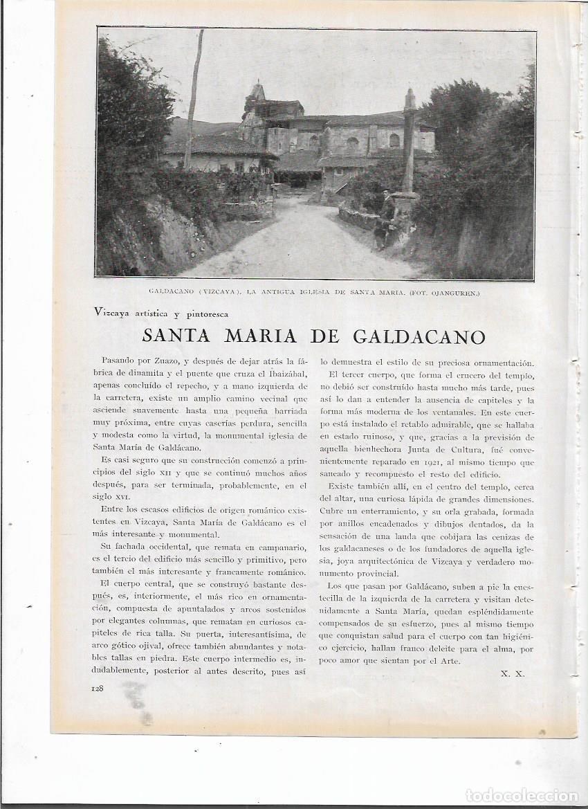 Sammelleidenschaft Papier: A&Ntilde;O 1924 RECORTE PRENSA SANTA MARIA DE GALDACANO VIZCAYA IGLESIA FOTO OJANGUREN