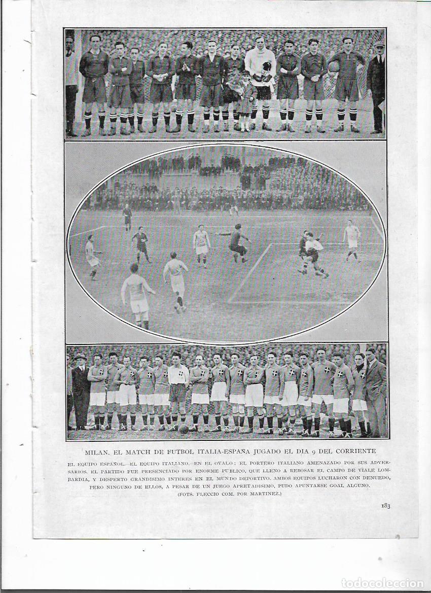 Coleccionismo: A&Ntilde;O 1924 RECORTE PRENSA MILAN PARTIDO FUTBOL ITALIA ESPA&Ntilde;A DEPORTES