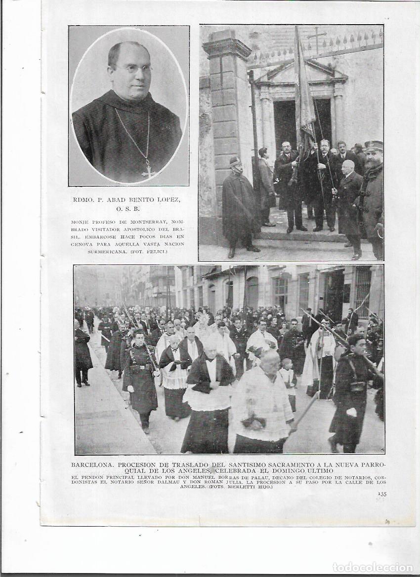 Coleccionismo: 1924 RECORTE PRENSA BARCELONA PROCESION TRASLADO SANTISIMO SACRAMENTO NUEVA IGLESIA DE LOS ANGELES