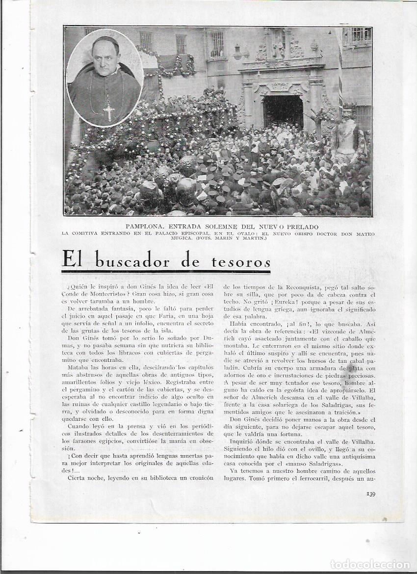 Coleccionismo: A&Ntilde;O 1924 RECORTE PRENSA PAMPLONA ENTRADA NUEVO OBISPO MATEO MUGICA EN EL PALACIO EPISCOPAL