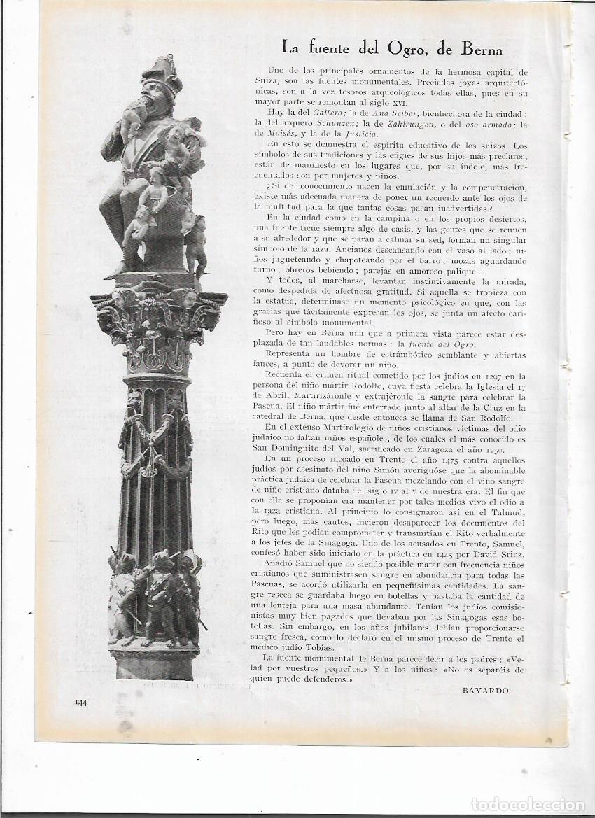 Coleccionismo: A&Ntilde;O 1924 RECORTE PRENSA BERNA LA FUENTE DEL OGRO KINDLIFRESSERBRUNNEN
