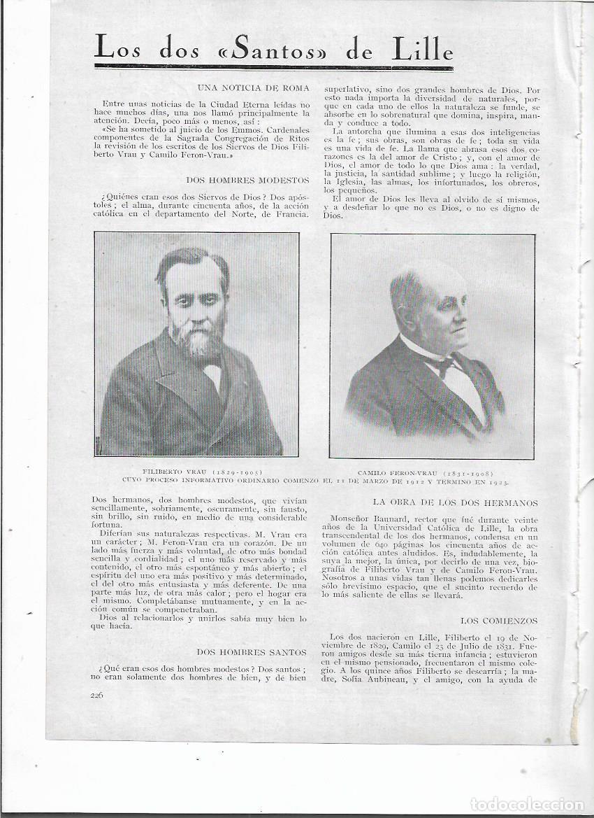 Coleccionismo: A&Ntilde;O 1924 RECORTE PRENSA FILIBERTO VRAU CAMILO FERON VRAU LOS SANTOS DE LILLE UNIVERSIDAD