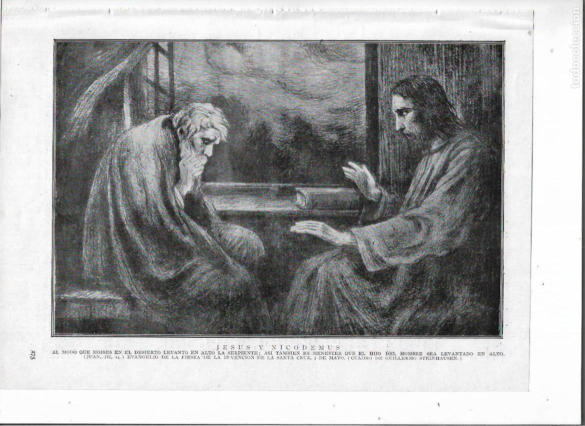 Coleccionismo: A&Ntilde;O 1924 RECORTE PRENSA PINTURA REPRODUCCION CUADRO JESUS Y NICODEMUS GUILLERMO STEINHAUSEN