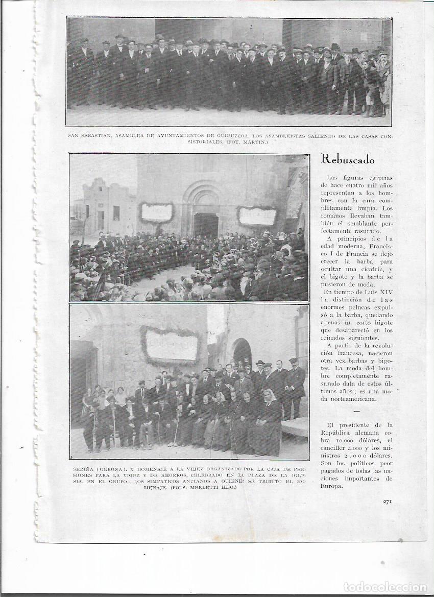 Collezionismo: A&Ntilde;O 1924 RECORTE PRENSA SERINYA GIRONA HOMENAJE A LA VEJEZ CAJA DE PENSIONES PLAZA DE LA IGLESIA