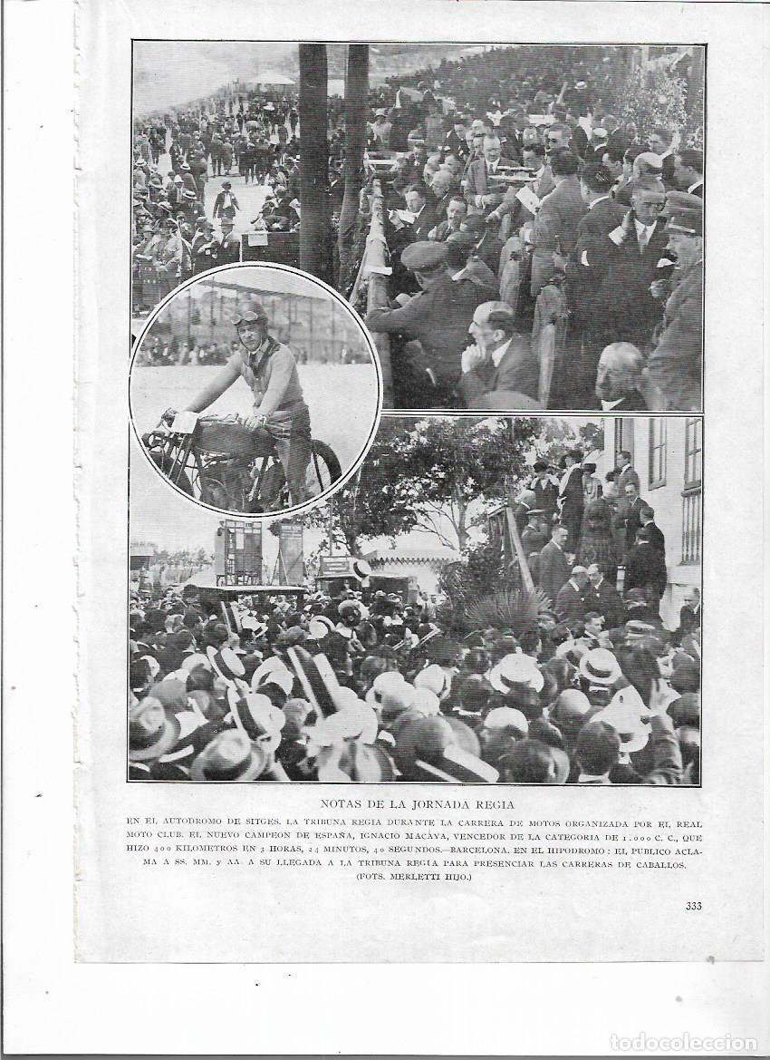 Collecting paper: A&Ntilde;O 1924 RECORTE PRENSA AUTODROMO DE SITGES VISITA REGIA REY ALFONSO CARRERA DE MOTOS IGNACIO MACAYA
