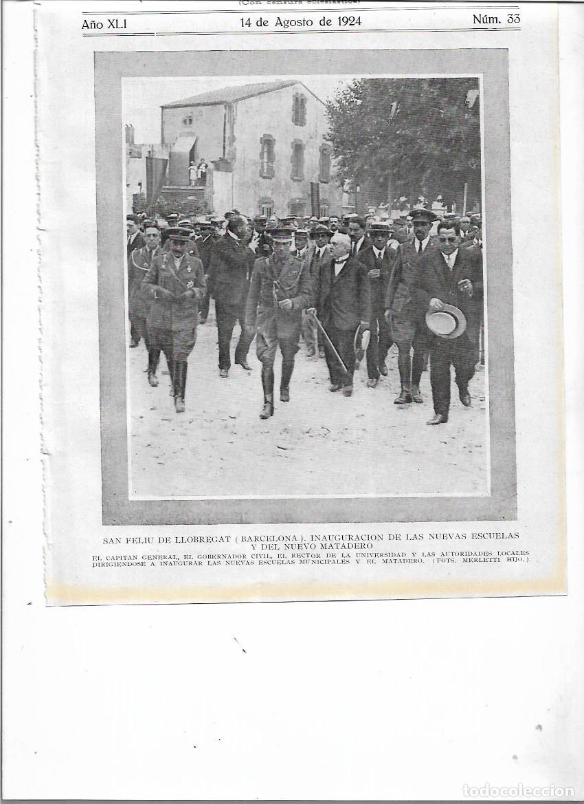 Colecionismo: A&Ntilde;O 1924 RECORTE PRENSA SANT FELIU DE LLOBREGAT INAUGURACION NUEVAS ESCUELAS MATADERO