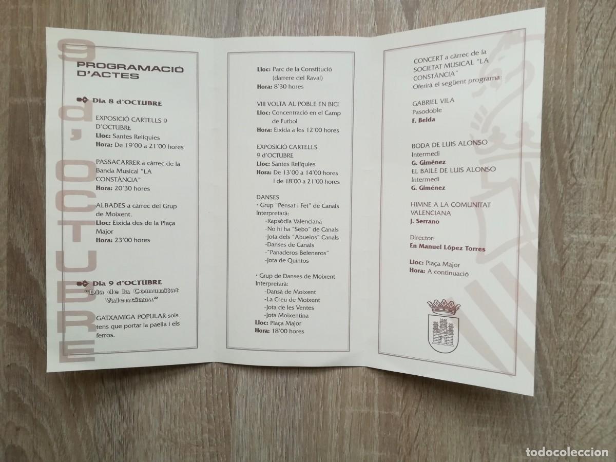 Coleccionismo: PROGRAMACI&Oacute; DACTES 9 DOCTUBRE MOIXENT (VAL&Egrave;NCIA) - ANY 1996. - Foto 2