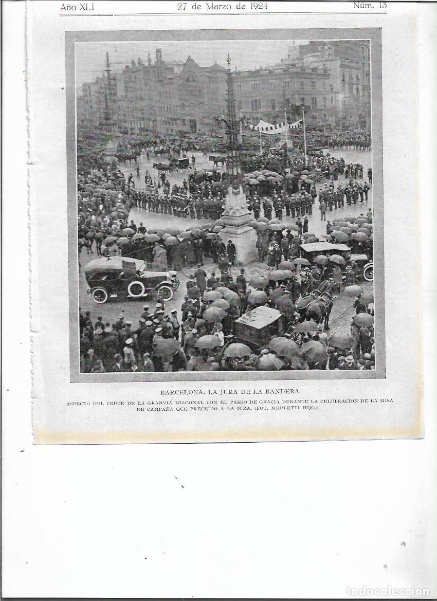 Colecionismo: A&Ntilde;O 1924 RECORTE PRENSA BARCELONA JURA DE LA BANDERA PASSEIG DE GRACIA DESFILE RECLUTAS