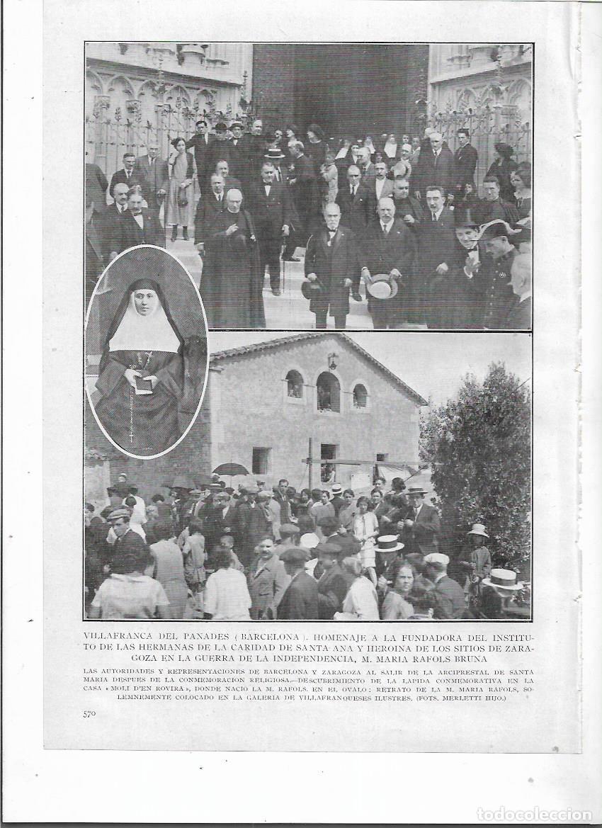 Collezionismo: A&Ntilde;O 1924 RECORTE PRENSA VILAFRANCA DEL PENEDES HOMENAJE MARIA RAFOLS LAPIDA MOLI DE'N ROVIRA