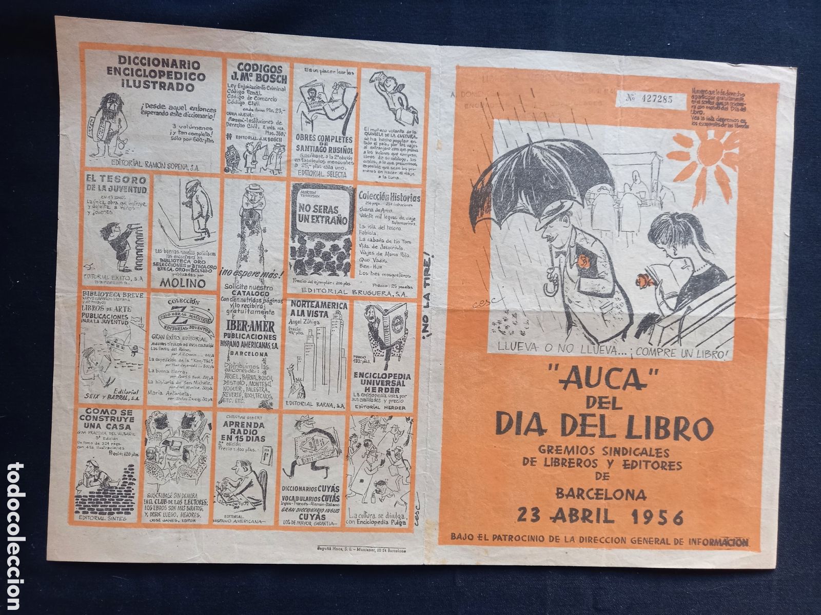 Sammelleidenschaft Papier: AUCA DEL DIA DEL LIBRO. 1956..Cesc
