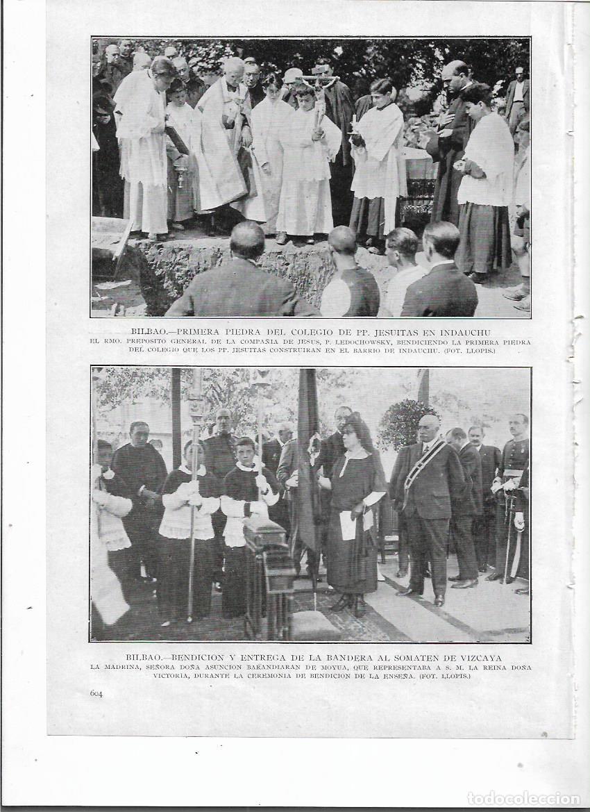Colecionismo: A&Ntilde;O 1924 RECORTE PRENSA BILBAO PRIMERA PIEDRA COLEGIO ESCUELAS JESUITAS DE INDAUCHU BANDERA SOMATEN