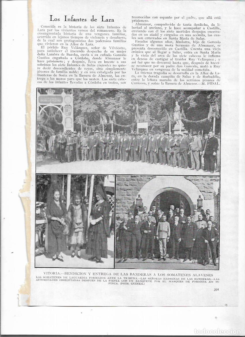 Coleccionismo: 1924 RECORTE PRENSA VITORIA BENDICION ENTREGA BANDERA SOMATENES ALAVESES LAGUARDIA