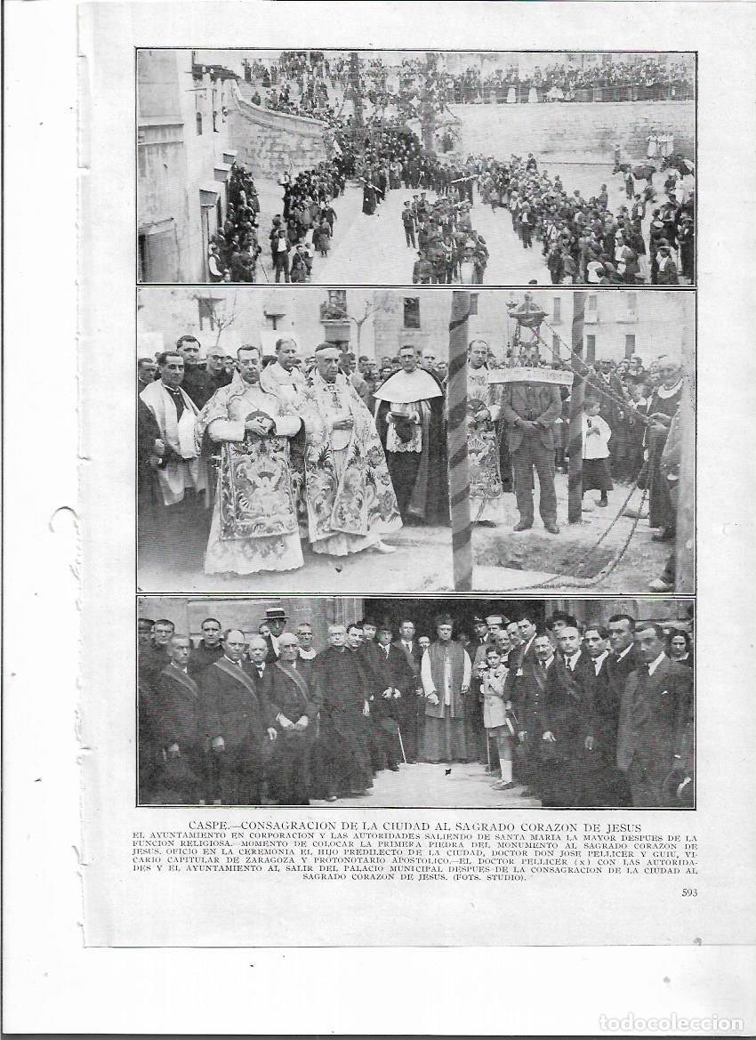 Collectionnisme: A&Ntilde;O 1924 RECORTE PRENSA CASPE CONSAGRACION DE LA CIUDAD AL SAGRADO CORAZON JESUS PROCESION