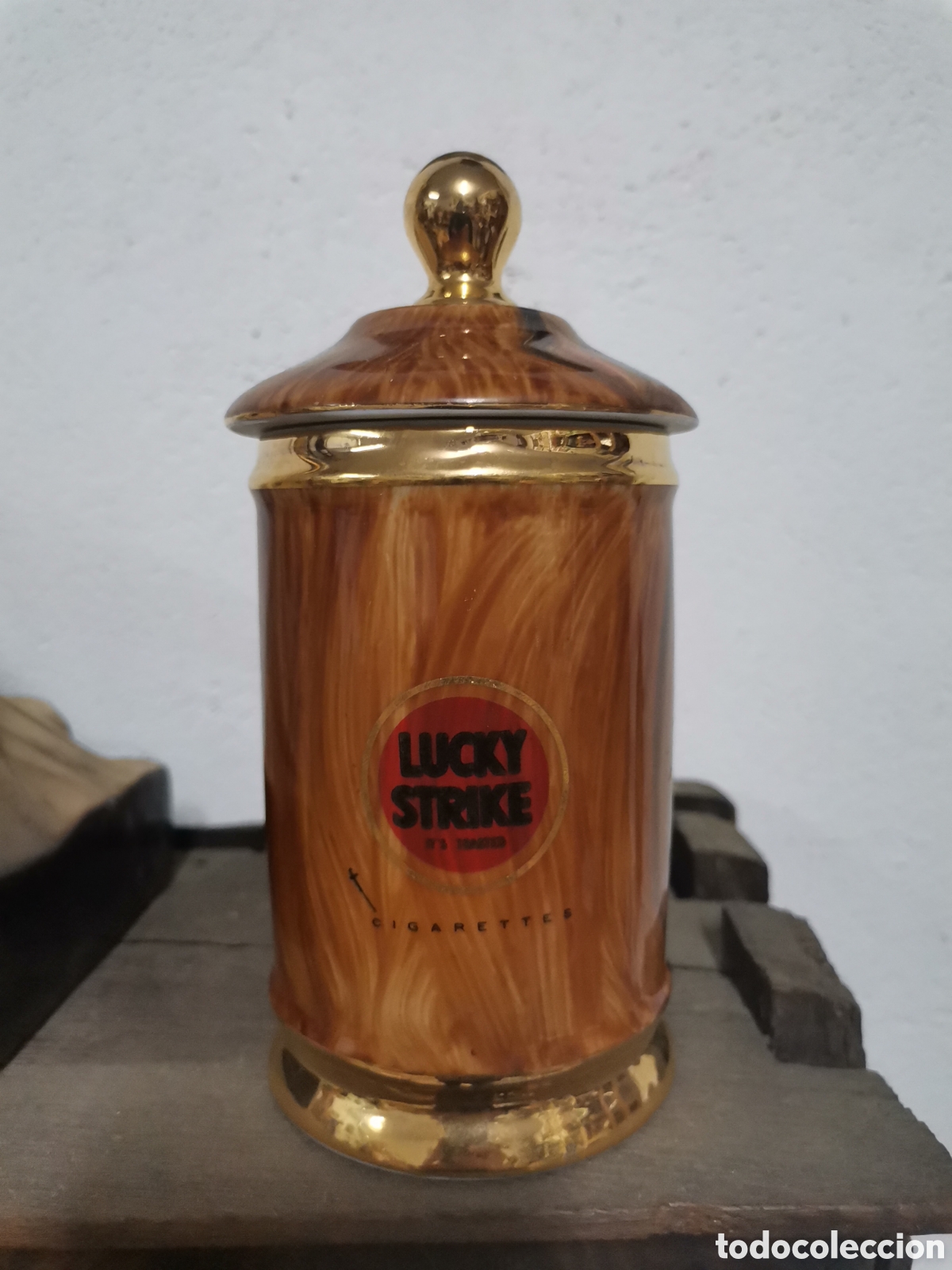 Coleccionismo: Curioso bote ceramico lucky strike tabaco cigarros cigarrillos cigarettes