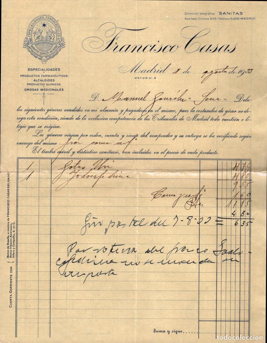Coleccionismo: albar&aacute;n Francisco Casas Madrid 1933
