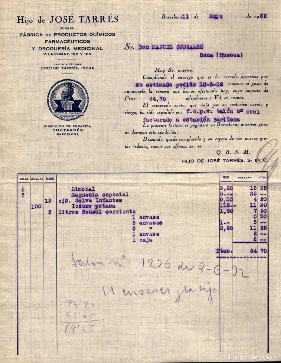 Coleccionismo: albar&aacute;n Hijo de Jos&eacute; Tarr&eacute;s Barcelona 1932