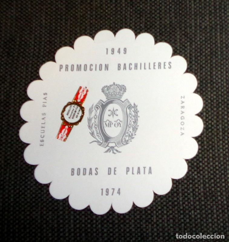 Coleccionismo: RECORDATORIO MEN&Uacute; BODAS DE PLATA 1949-1974 ESCUELAS PIAS ESCOLAPIOS ZARAGOZA.BACHILLERES VITOLA PURO