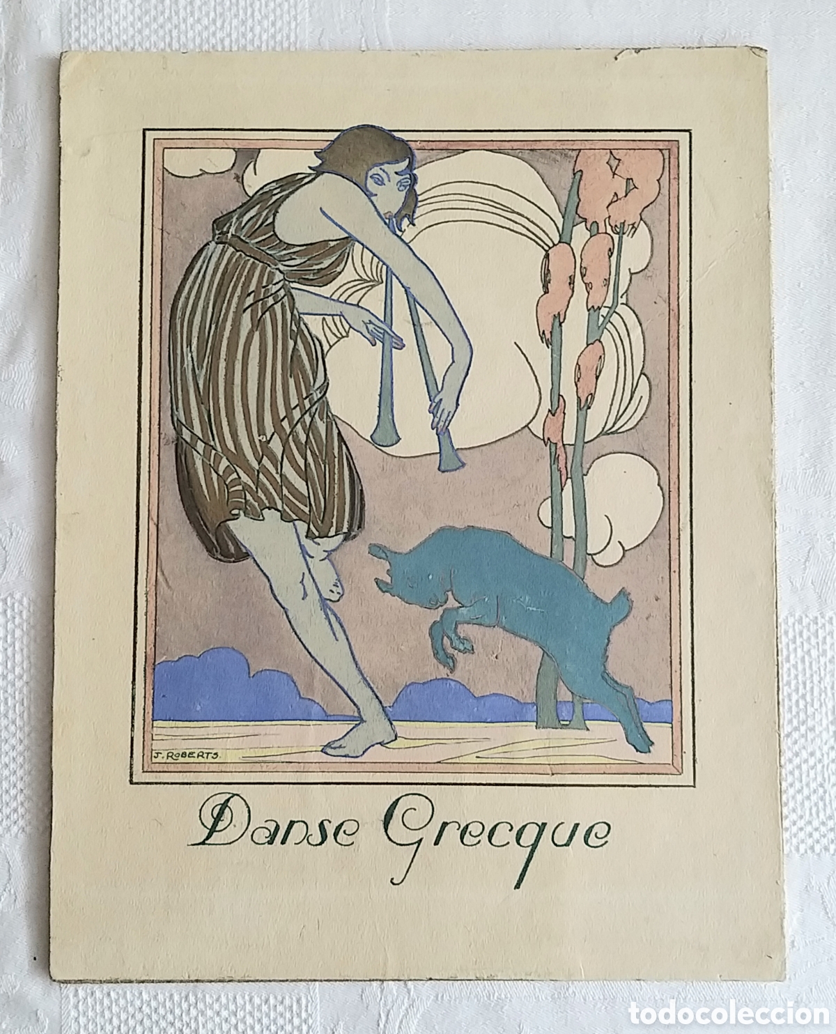 Coleccionismo: Danse Grecque. J. Roberts. Estampa litogr&aacute;fica 21x27 cm.