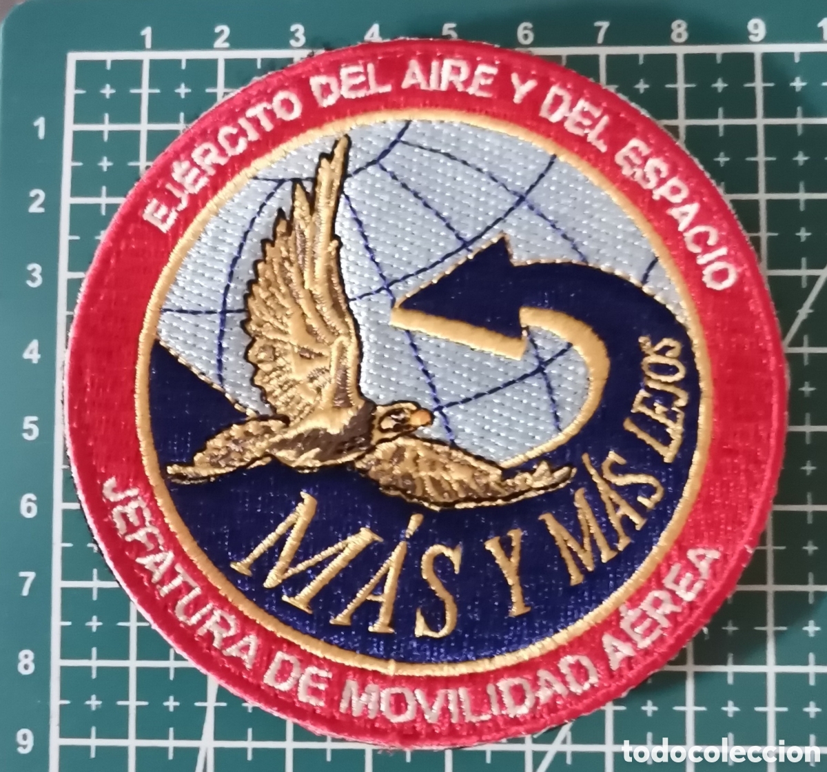 Coleccionismo: Parche Bordado JEFATURA DE MOVILIDAD A&Eacute;REA EJ&Eacute;RCITO DEL &Aacute;IRE Y DEL ESPACIO ESPA&Ntilde;A M&Aacute;S Y M&Aacute;S LEJOS