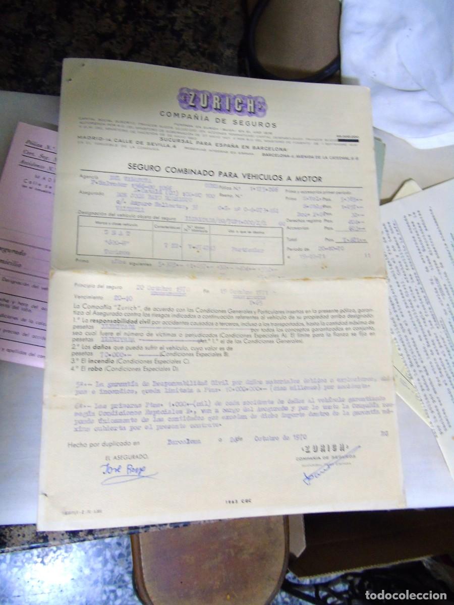 Coleccionismo: SEGURO AUTOMOVIL A&Ntilde;O 1970 COMPA&Ntilde;IA ZURICH