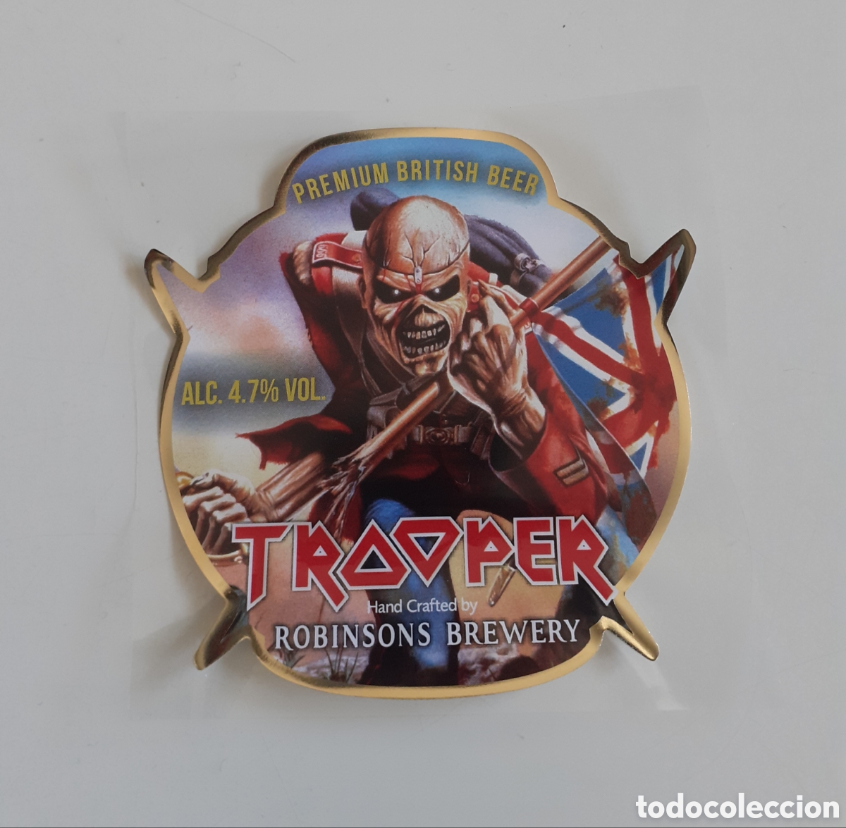 Coleccionismo: Iron Maiden, pegatina cerveza Trooper - Foto 1