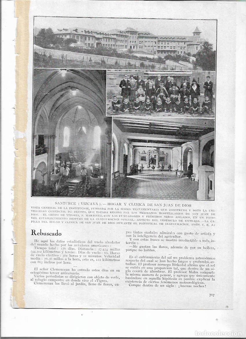Collecting paper: A&Ntilde;O 1924 RECORTE PRENSA SANTURCE VIZCAYA HOGAR Y CLINICA DE SAN JUAN DE DIOS INAUGURACION