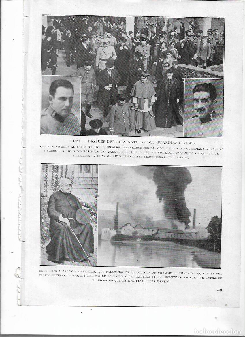 Collecting paper: 1924 RECORTE PRENSA VERA FUNERALES ASESINATO DOS GUARDIAS CIVILES JULIO DE LA FUENTE AURELIANO ORTIZ